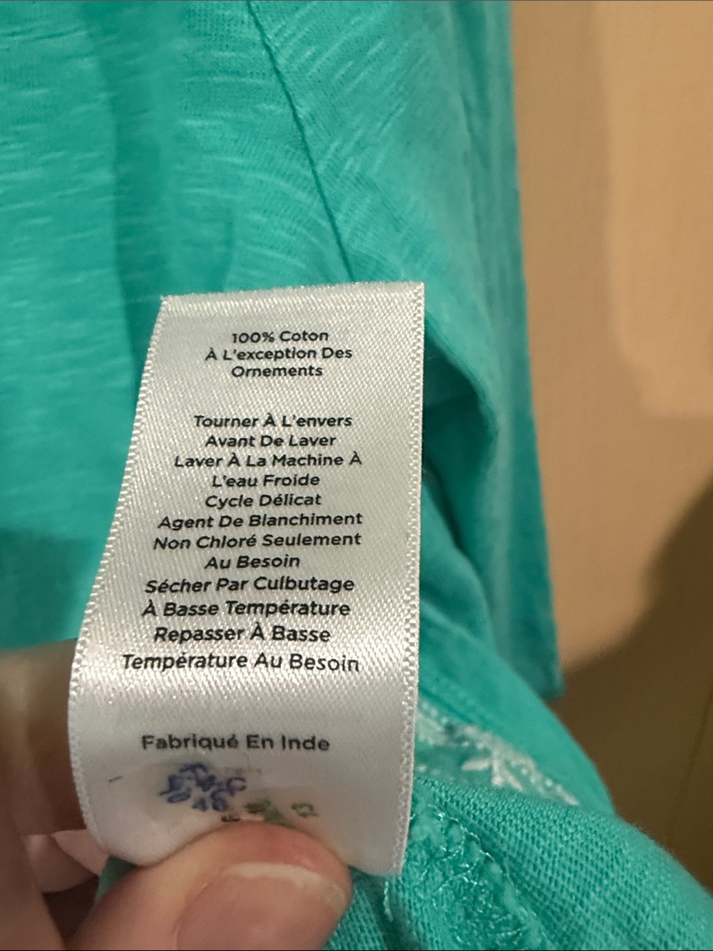 Talbots Turquoise Embroidered V-Notch Tunic - Picture 7 of 8